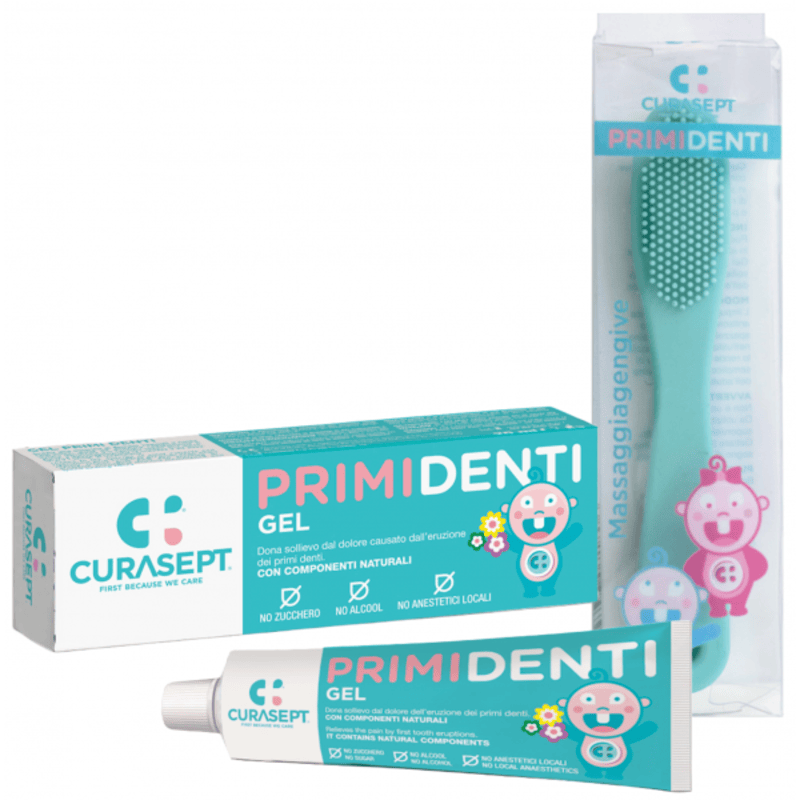 Курасепт Прими Денти гель для массажа десен у детей при прорезывании первых зубов наперстком, 1 комплект