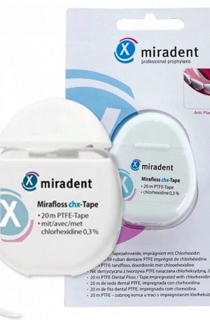 Зубная нить Miradent Mirafloss chx-Tape, 20 м с хлоргексидином