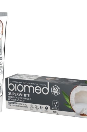 Зубная паста Biomed® SUPERWHITE с кокосом и корицей.