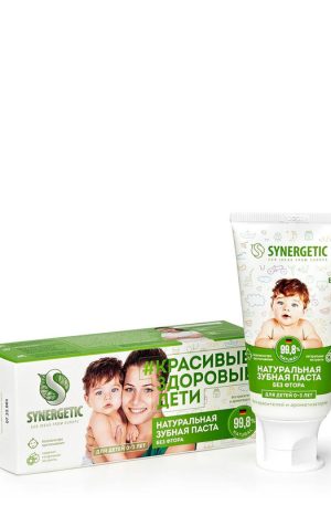 Детская зубная паста Synergetic Красивые здоровые дети, Липа и ромашка от 0 до 3 лет, 50 г.