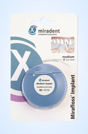 Нить Miradent с хлоргексидином Mirafloss Implant chx medium 2.2 мм, 50 шт по 15 см
