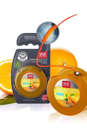 Вощеная зубная нить объемная SPLAT® Professional DentalFloss, апельсин и корица, 40 м