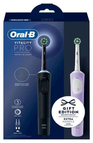 Набор электрических зубных щеток Oral-B Vitality Pro DUO черная и лиловая (2 шт)